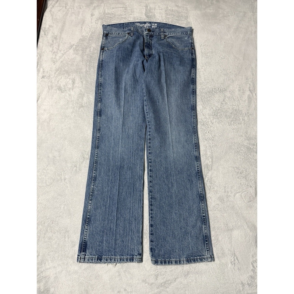 Wrangler Mens 36x34 Slim Boot Retro Cowboy Western‎ Blue Denim Jeans Bootcut
